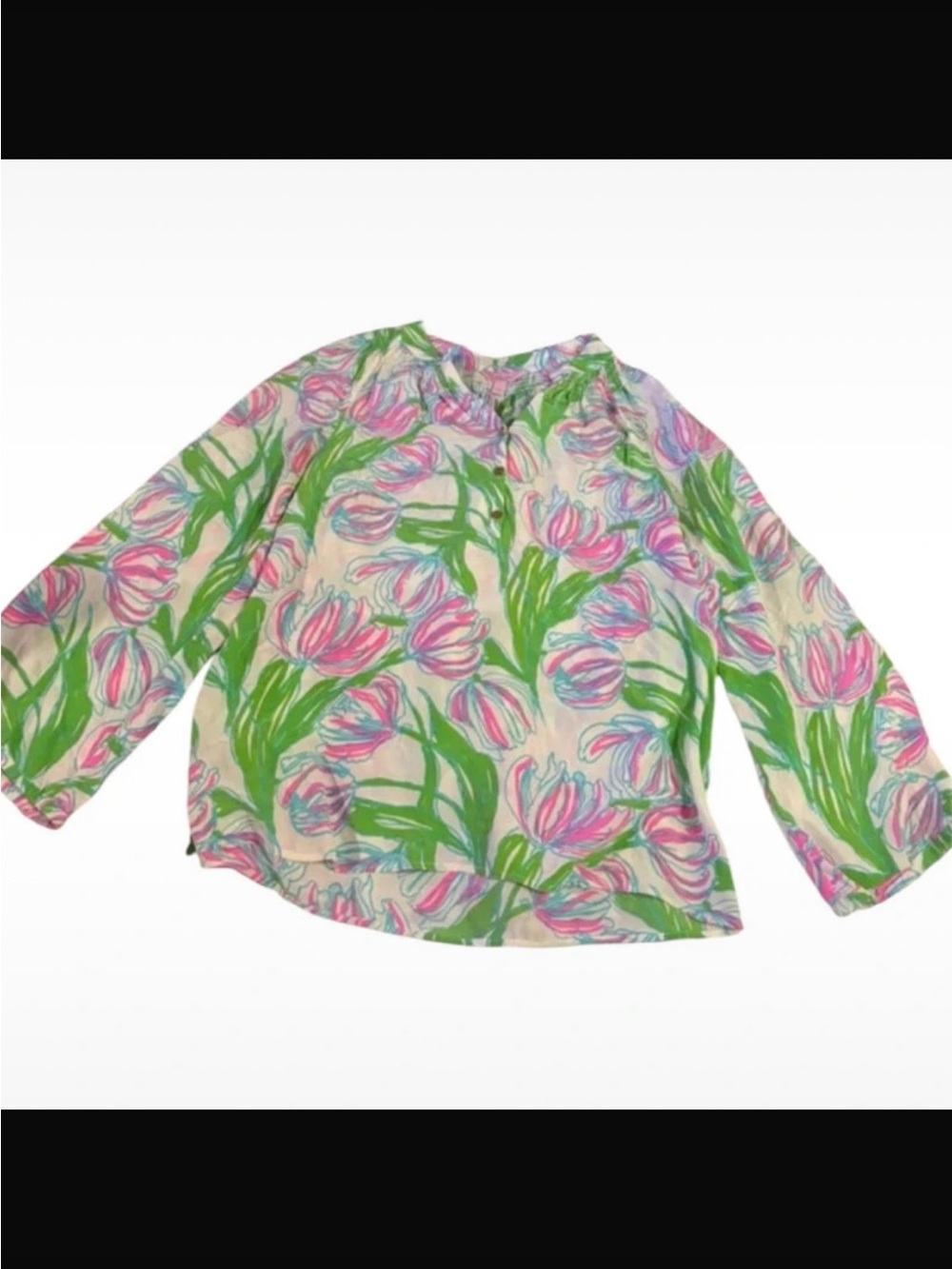 Lilly Pulitzer 100% Silk Size Medium Tulip Long Sleeve Blouse